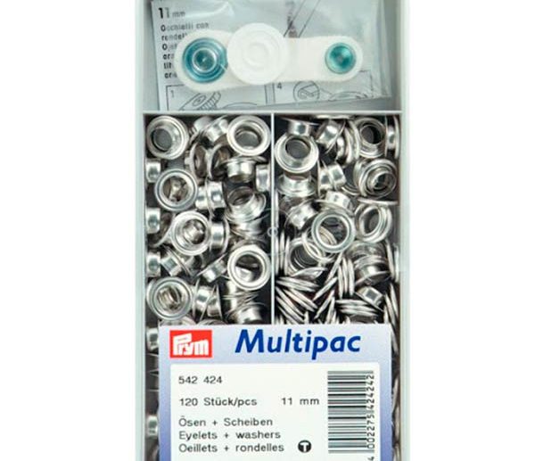 Big Kit 120 Ilhoses & Arruelas Latão Prateado Ø11 mm | Prym
