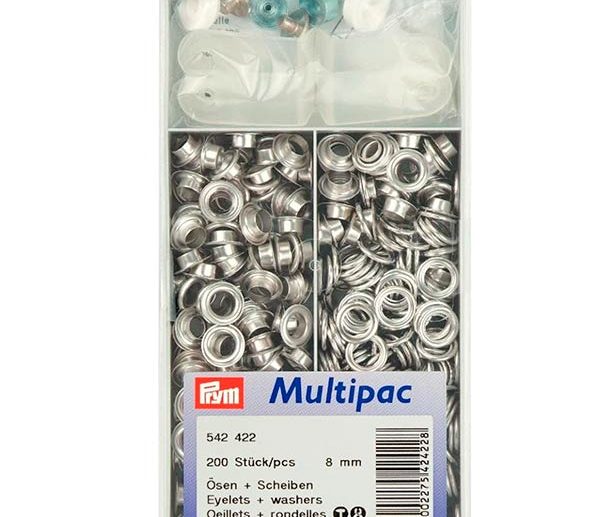 Big Kit 200 Ilhoses & Arruelas Latão Prateado Ø8 mm | Prym
