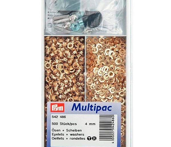 Big Kit 500 Ilhoses & Arruelas Latão Dourado Ø4 mm | Prym