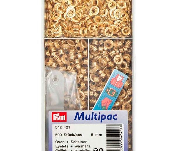 Big Kit 500 Ilhoses & Arruelas Latão Dourado Ø5 mm | Prym