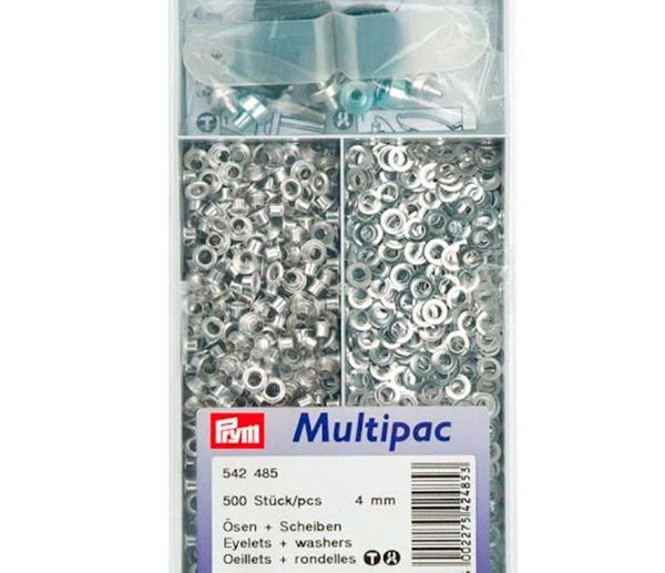 Big Kit 500 Ilhoses & Arruelas Latão Prateado Ø4 mm | Prym