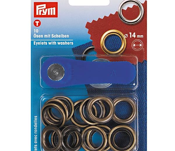 Kit Ilhoses & Arruelas Latão Bronze Antigo Ø14 mm | Prym