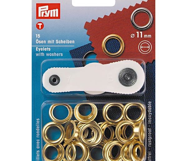 Kit Ilhoses & Arruelas Latão Dourado Ø11 mm | Prym
