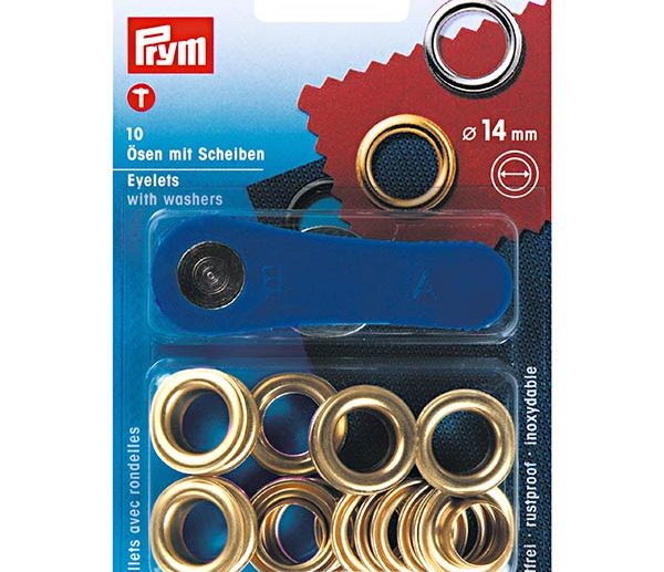 Kit Ilhoses & Arruelas Latão Dourado Ø14 mm | Prym