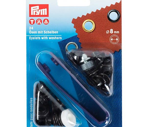 Kit Ilhoses & Arruelas Latão Preto Oxidado Ø8 mm | Prym