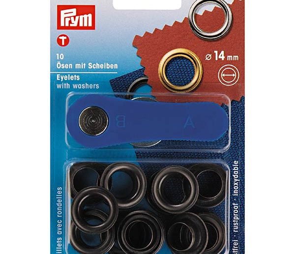Kit Ilhoses & Arruelas Latão Preto Oxidado Ø14 mm | Prym