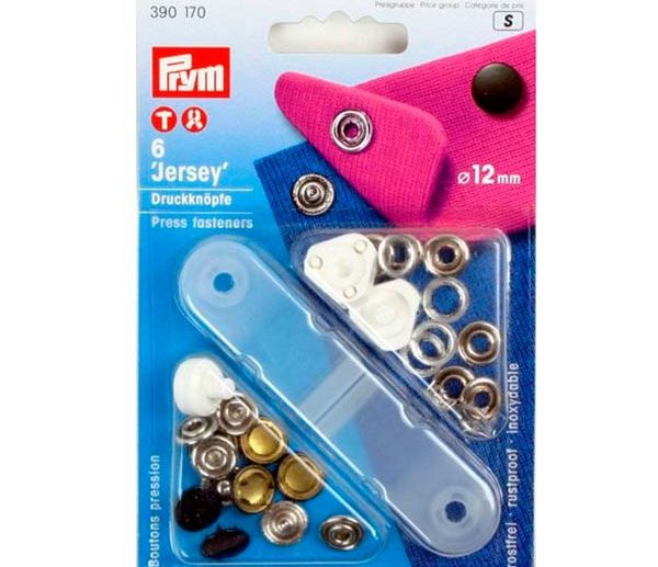 Kit Molas de Pressão Jersey Preto Liso Ø12 mm | Prym