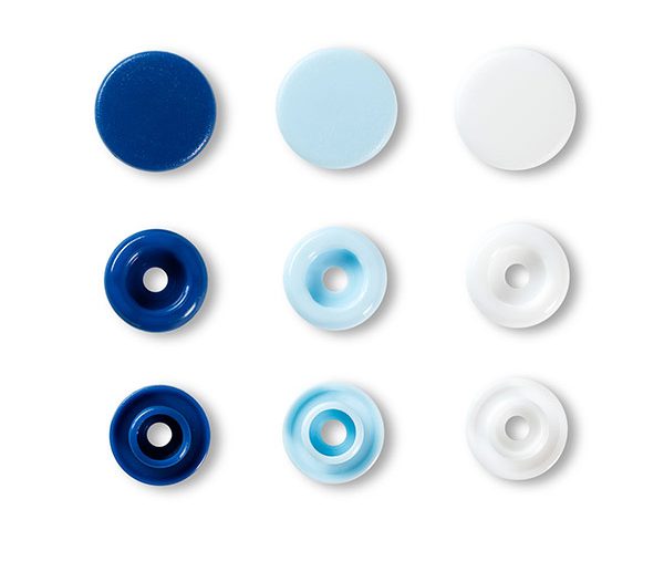 Molas de Pressão Plástico Azuis/Branco Ø12.4 mm Color Snaps | Prym Love