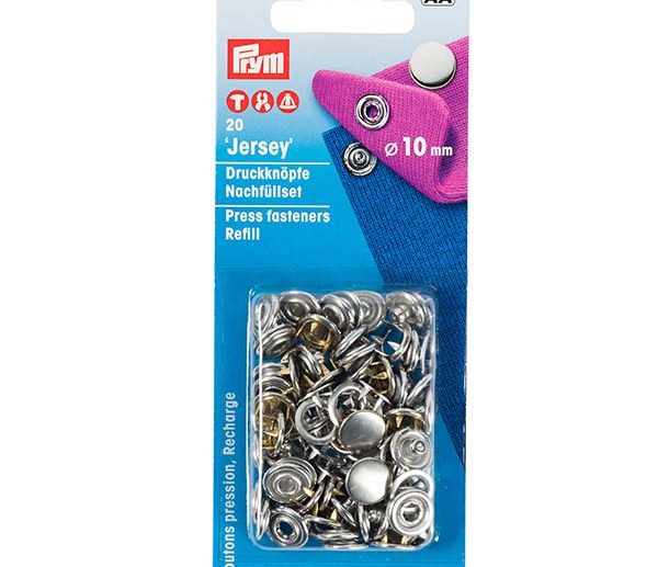Recarga Molas de Pressão Jersey Prateado Liso Ø10 mm para 390120 | Prym