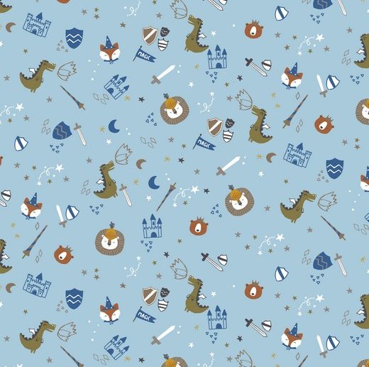 Tecido Animais Cavaleiros Azul | Poppy