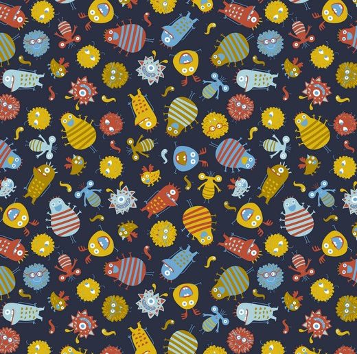 Tecido Baby Monsters Azul Marinho/Navy | Poppy