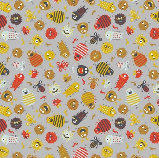 Tecido Baby Monsters Cinza Claro | Poppy