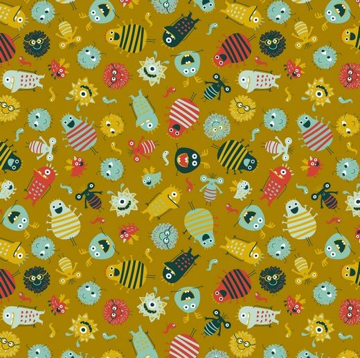 Tecido Baby Monsters Mostarda/Ocre | Poppy