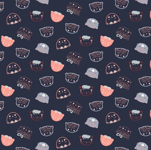 Tecido Chic Cats Gatos Azul Marinho/Navy | Poppy
