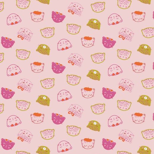 Tecido Chic Cats Gatos Rosa | Poppy