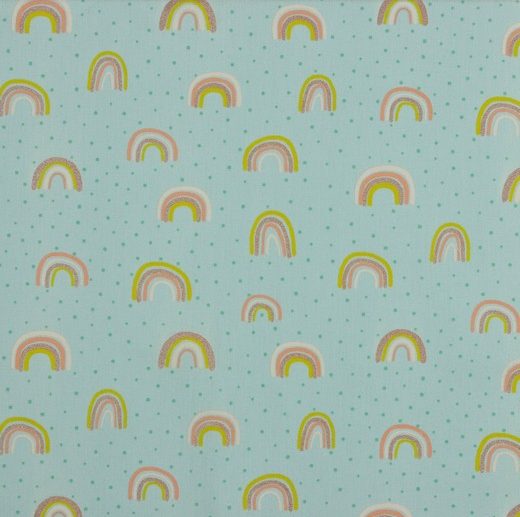 Tecido com Glitter Arco-Íris & Bolinhas Menta Claro | Poppy