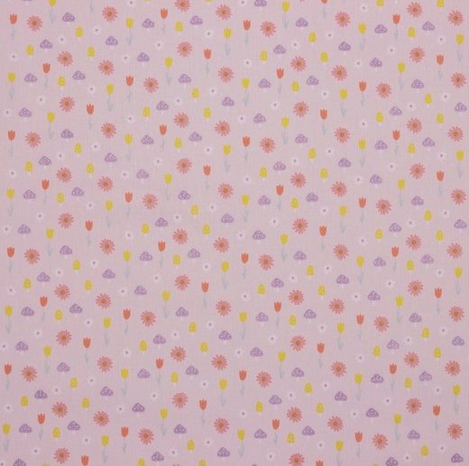 Tecido com Glitter Forest Friends Rosa Claro | Poppy