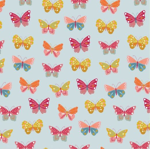 Tecido Cute Feelings Borboletas Azul | Poppy