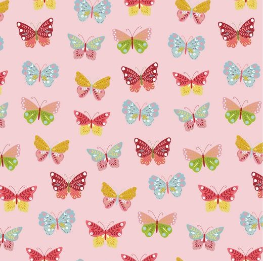 Tecido Cute Feelings Borboletas Rosa Claro | Poppy
