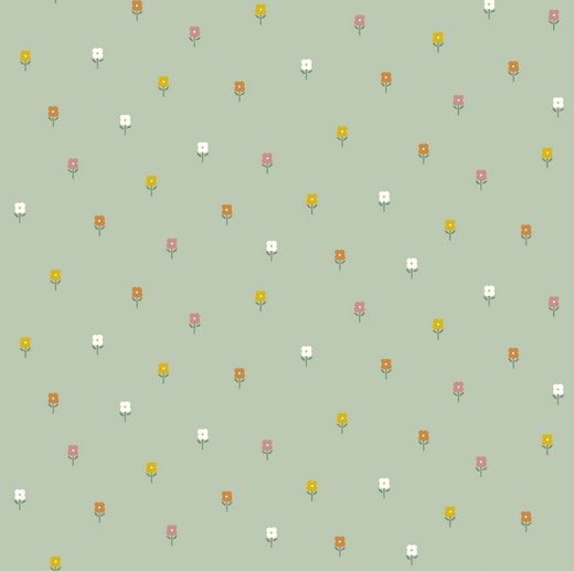 Tecido Cute Rabbits Flores Menta Claro | Poppy