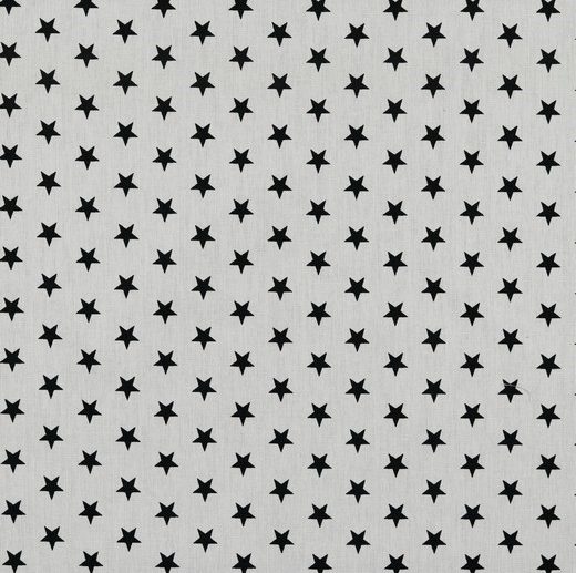 Tecido de Algodão Estrelas Branco & Preto | Poppy