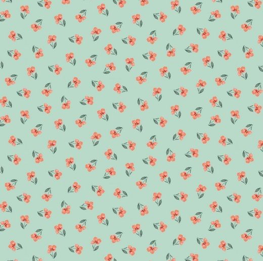 Tecido de Algodão Orgânico Jardim Florido Menta | Poppy