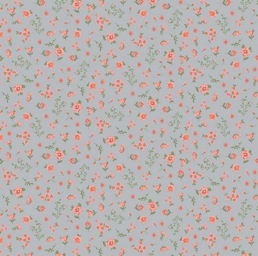 Tecido de Algodão Orgânico Sweet Bunny Flores Cinza Claro | Poppy