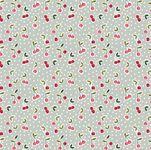Tecido Dotty Cherry Cerejas Menta | Poppy