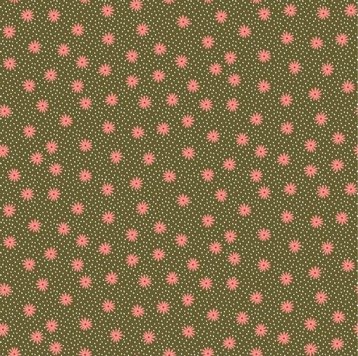Tecido Floral Campo Florido Verde Pickle | Poppy