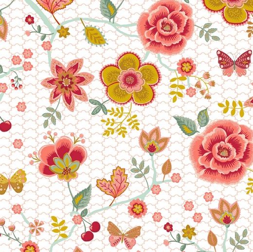 Tecido Floral Cute Feelings Branco | Poppy