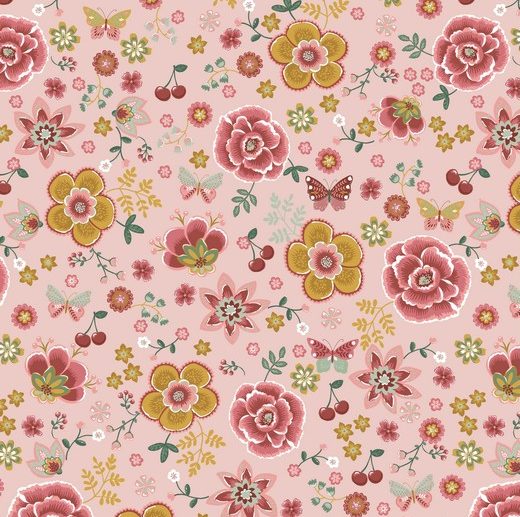 Tecido Floral Cute Feelings Tiny Rosa | Poppy