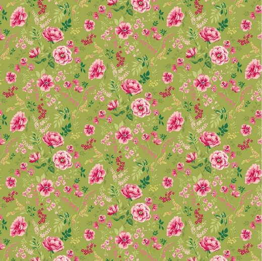 Tecido Floral Elegant Flower Verde Lima | Poppy