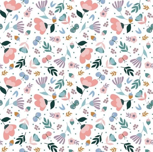 Tecido Floral Falling Flowers Branco | Poppy