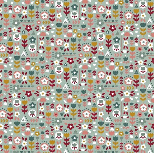 Tecido Floral Happy Feeling Menta | Poppy