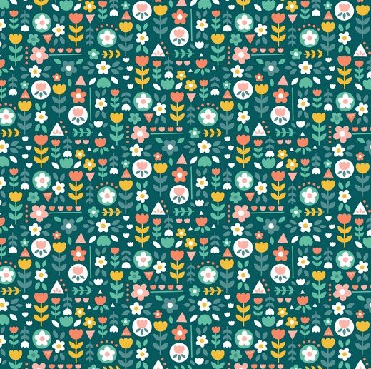 Tecido Floral Happy Feeling Petróleo | Poppy
