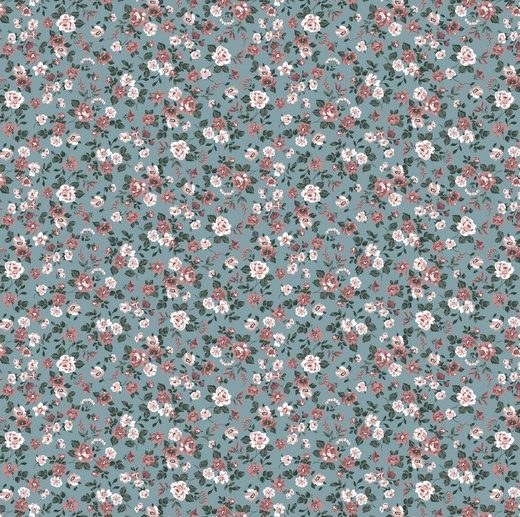 Tecido Floral Lovely Flowers Azul Aqua | Poppy