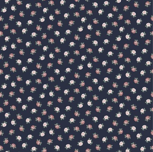 Tecido Floral Lovely Flowers Azul Marinho/Navy | Poppy