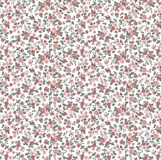Tecido Floral Lovely Flowers Branco | Poppy