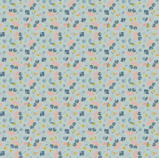 Tecido Floral Petite Flower Garden Azul Claro | Poppy