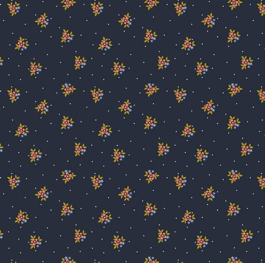 Tecido Floral Romance Azul Marinho/Navy | Poppy