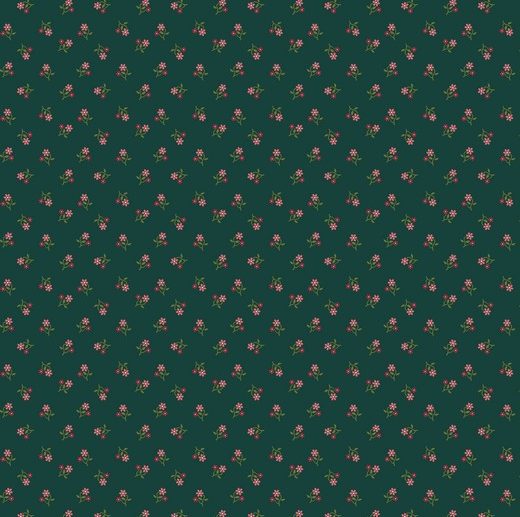 Tecido Floral Romance Small Verde | Poppy