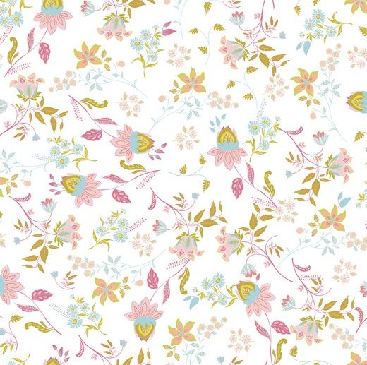 Tecido Floral Soft Garden Branco | Poppy