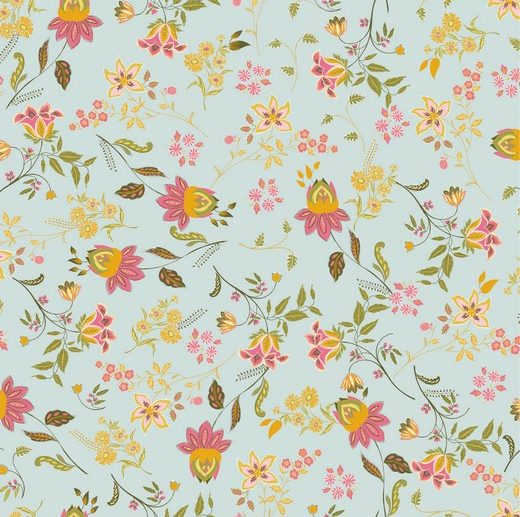 Tecido Floral Soft Garden Menta Claro | Poppy