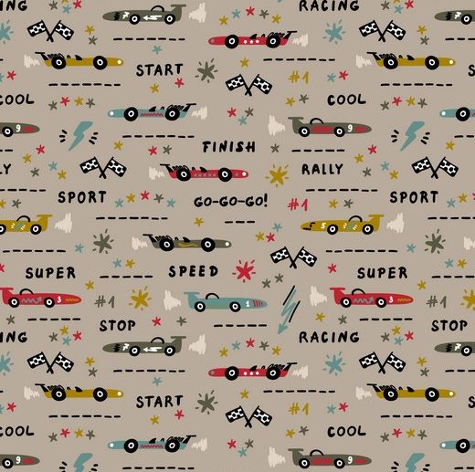 Tecido Go Go Cars Carros Corrida Areia | Poppy