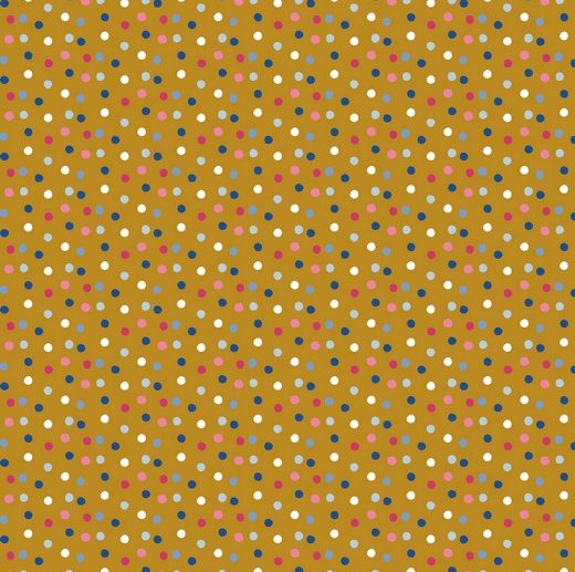 Tecido Happy Feeling Bolinhas Mostarda/Ocre | Poppy