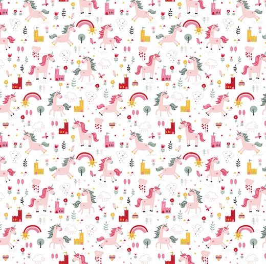 Tecido Happy Unicorns Branco | Poppy