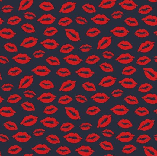 Tecido Lipstick Kisses Lábios Azul Marinho/Navy | Poppy