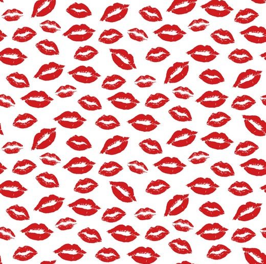 Tecido Lipstick Kisses Lábios Branco | Poppy