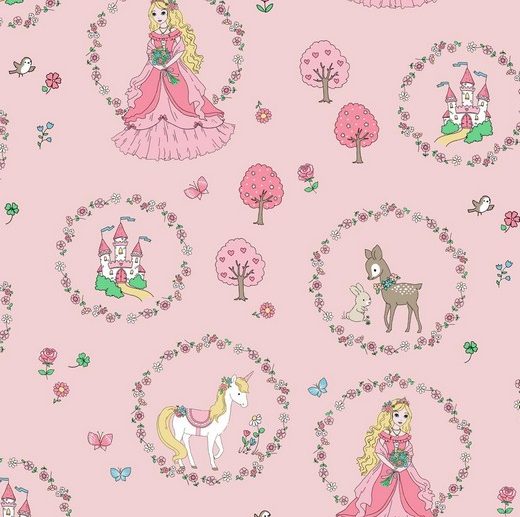 Tecido Princesas de Encantar & Animais Rosa | Poppy