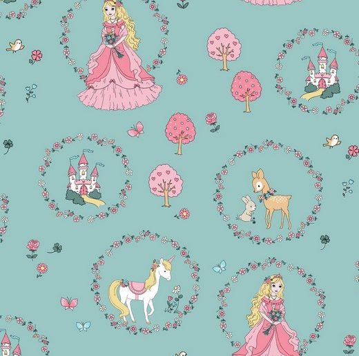 Tecido Princesas de Encantar & Animais Menta | Poppy